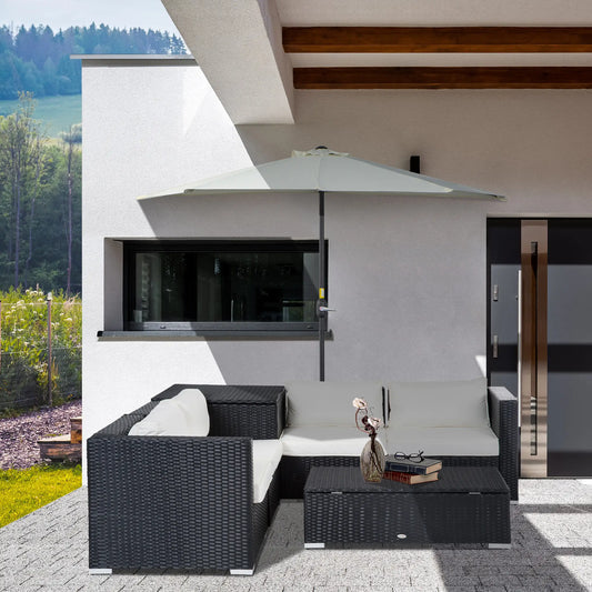 6-Piece Patio Furniture Set with Cushion, PE Rattan Wicker Sectional Sofa, Storage Table, Beige Patio Furniture Sets Black at Gallery Canada