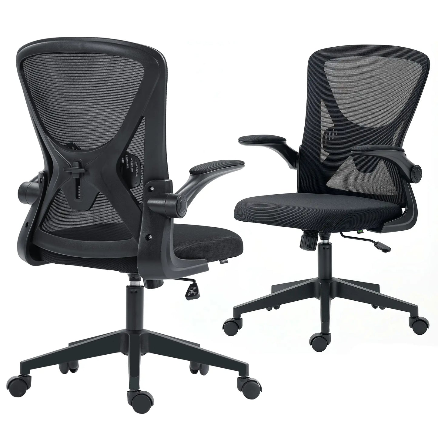 Mesh Office Chair, Swivel Desk Chair, Lumbar Support, Adjustable Height, Flip-Up Arm, Black Office Chairs at Gallery Canada