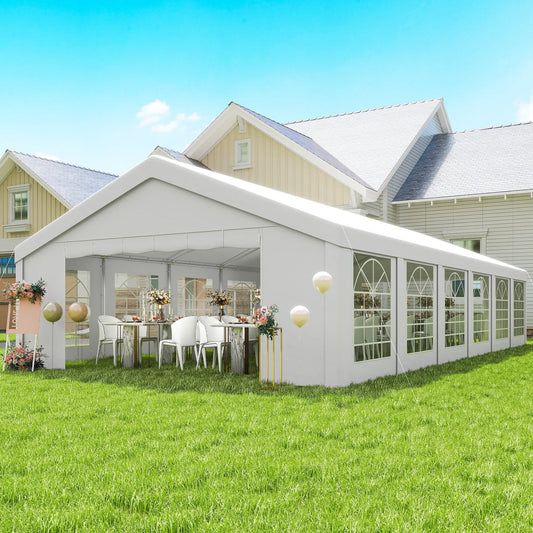 20' x 40' Party Tent, Outdoor Canopy With 12 Removable Windows Canopy Tents White at Gallery Canada