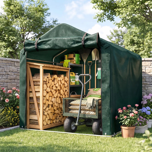 Outdoor Storage Shed, UV Resistant Bike Tent, Roll-up Door, Dark Green Sheds Dark Green at Gallery Canada