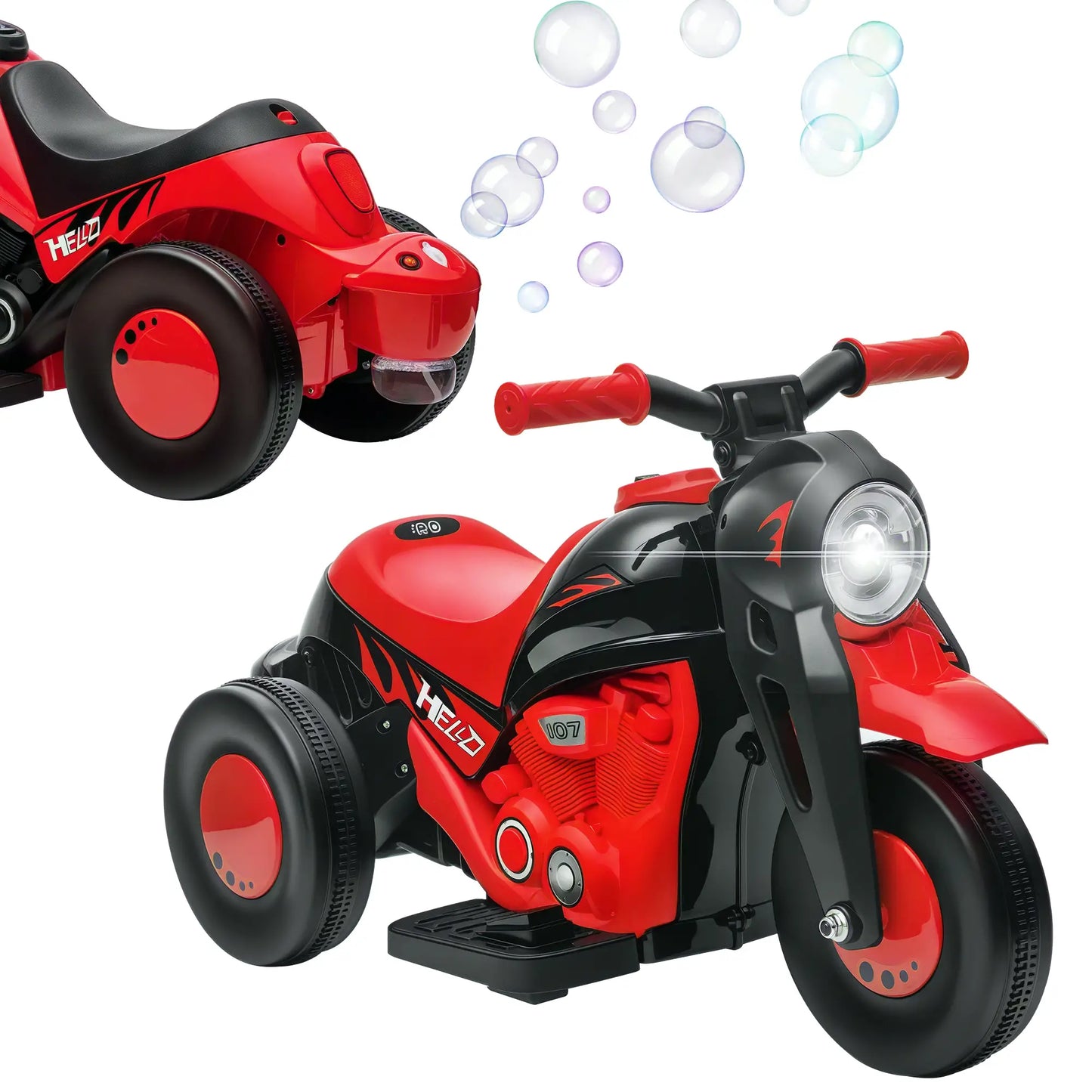 Electric Motorcycle for Kids, 6V, LED Headlight, Music, Pedal, Black Electric Motorcycles at Gallery Canada