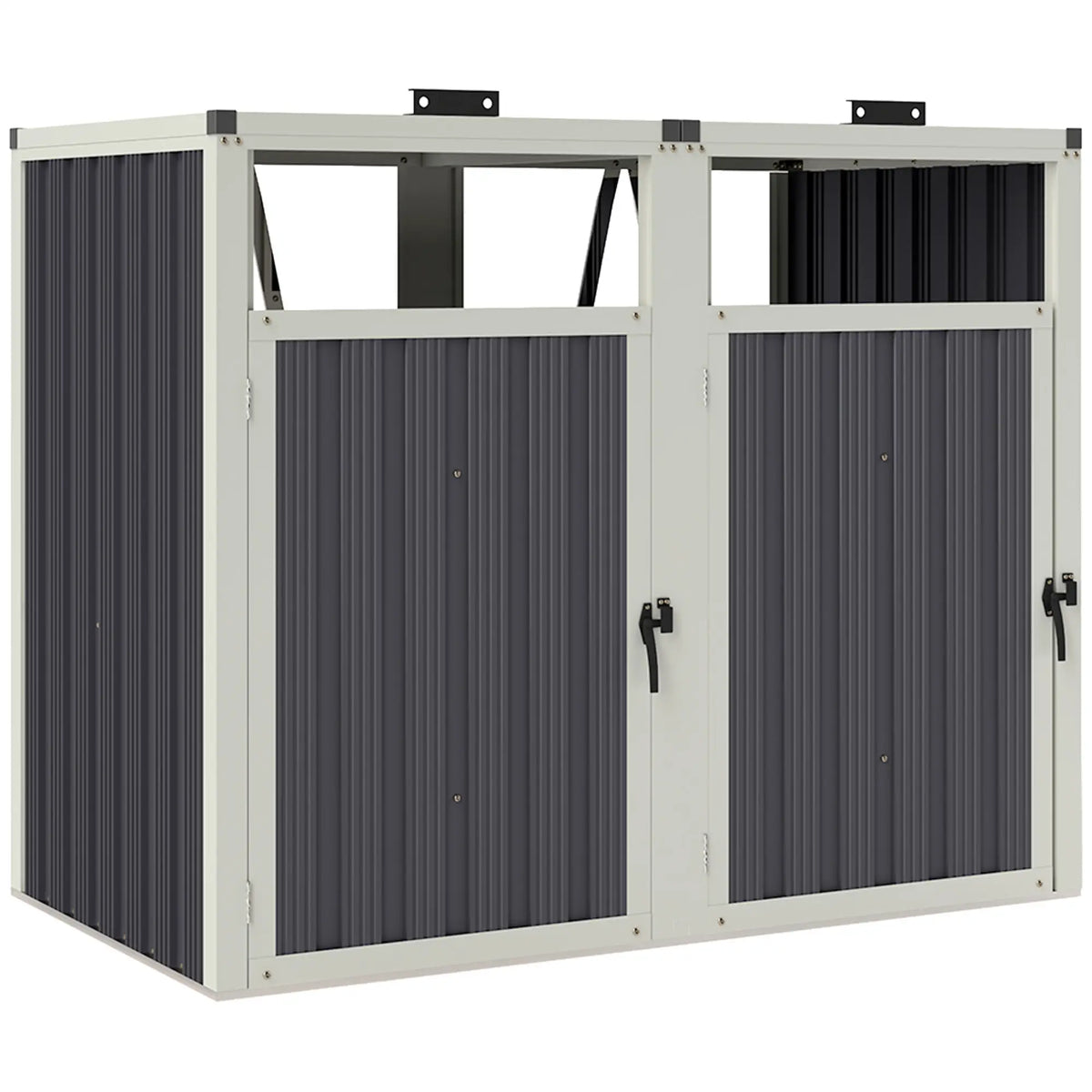 Double Garbage Bin Shed, Lockable Outdoor Storage, Dark Grey Sheds at Gallery Canada