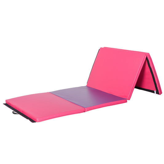 4'x10'x2'' Folding Gymnastics Tumbling Mat, Exercise Mat with Carrying Handles for Yoga, MMA, Martial Arts, Stretching, Core Workouts, Pink and Purple - Gallery Canada