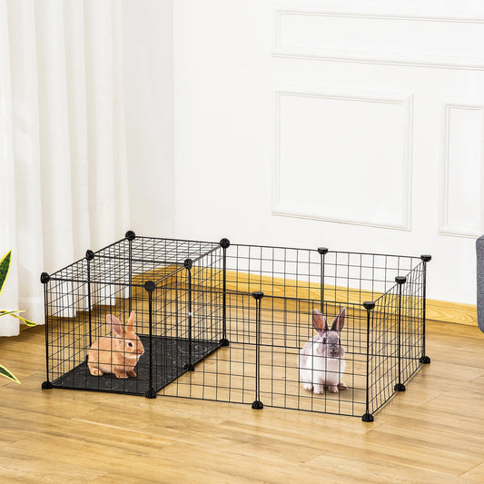 Small Animal Cage, 16 Panels, Metal Wire Pet Fence, Non-Slip Feet Houses & Habitats Black at Gallery Canada