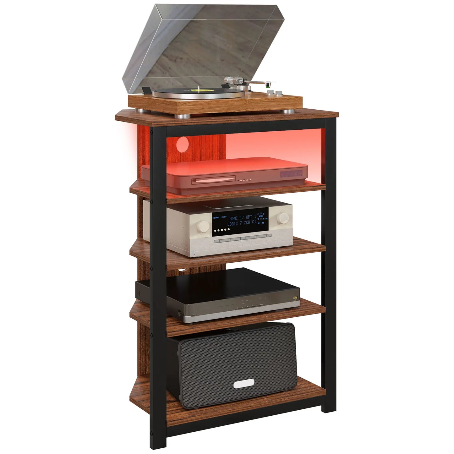 TV Stand for 29" TVs, 4-Tier Storage Shelves, LED Lights TV Stands at Gallery Canada