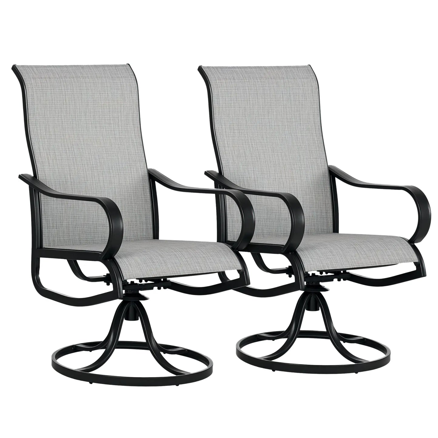2-Piece Swivel Patio Dining Chairs, 360° Swivel, Breathable Mesh Seat, Dark Grey Patio Chairs at Gallery Canada