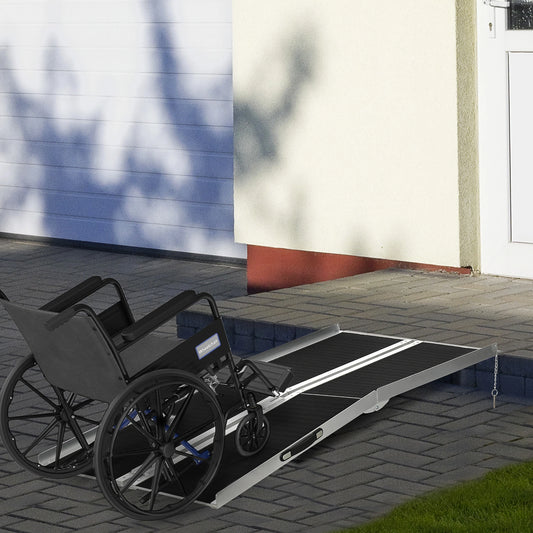 6ft Foldable Aluminum Wheelchair Ramp, Non-Skid, Portable Knee Walker & Wheelchair Ramps Silver and Black at Gallery Canada