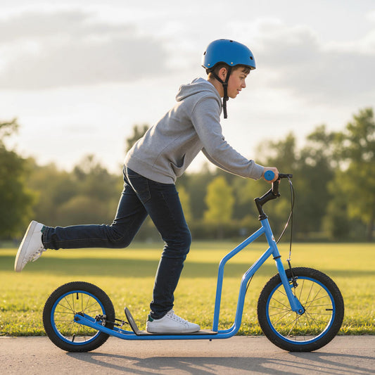 Youth Scooter, Adjustable Handlebar, 16/14-Inch Inflatable Wheels, Blue Scooters Blue at Gallery Canada