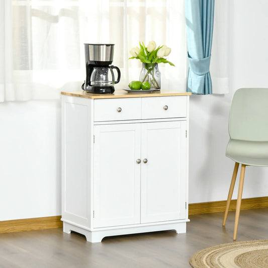 Sideboard Buffet Cabinet, 27" Kitchen Storage, Adjustable Shelf, White Storage Cabinets Natural, White at Gallery Canada