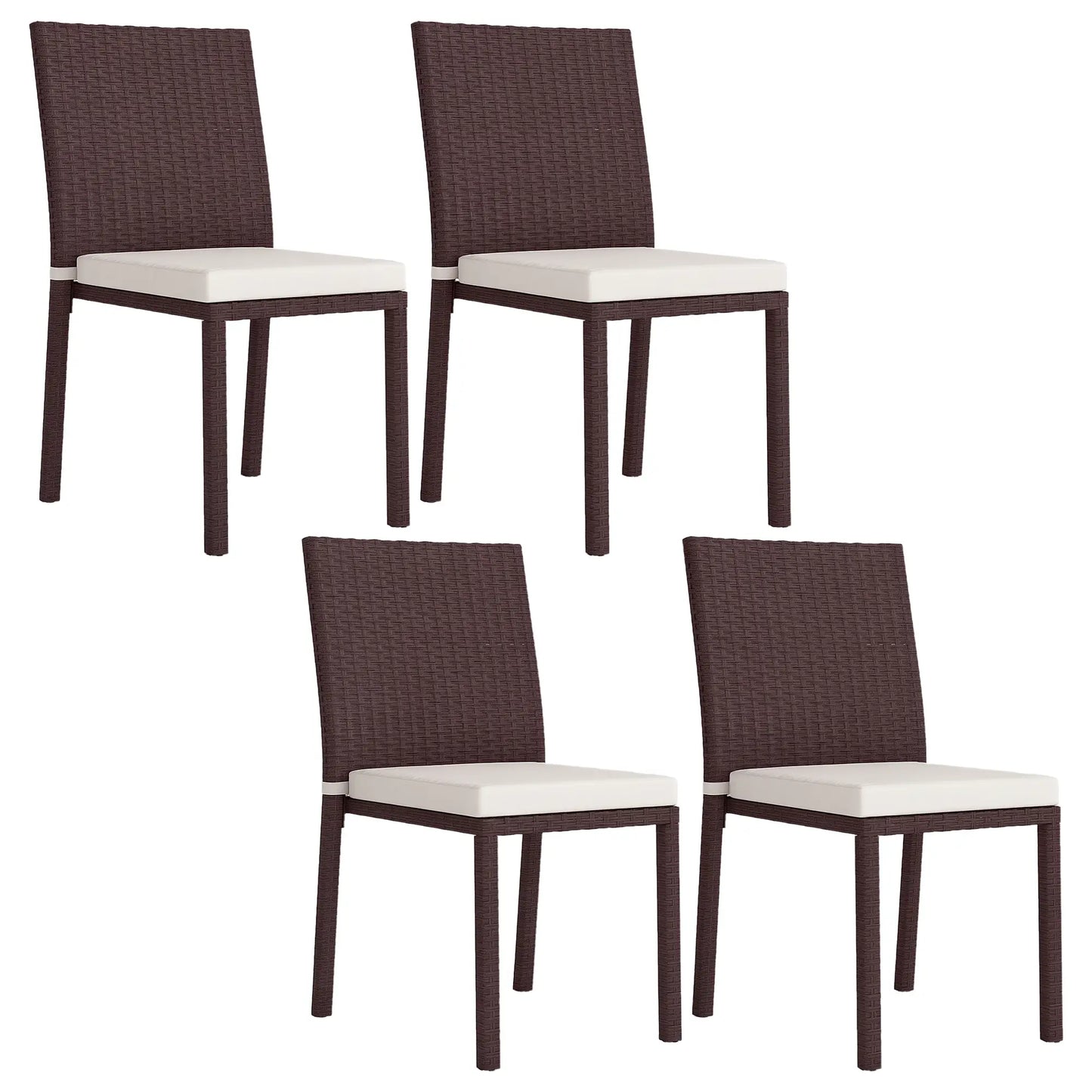 Patio Dining Chairs Set of 4, All Weather Wicker, Steel Frame, Beige Patio Chairs at Gallery Canada