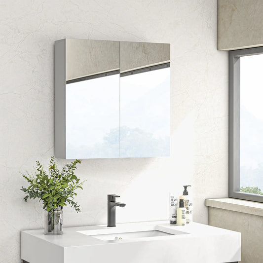 24" x 24" Medicine Cabinet, Wall Mounted, Mirrored Doors, Adjustable Shelves, Soft Close, High Gloss, White Mirror Medicine Cabinets High Gloss White at Gallery Canada