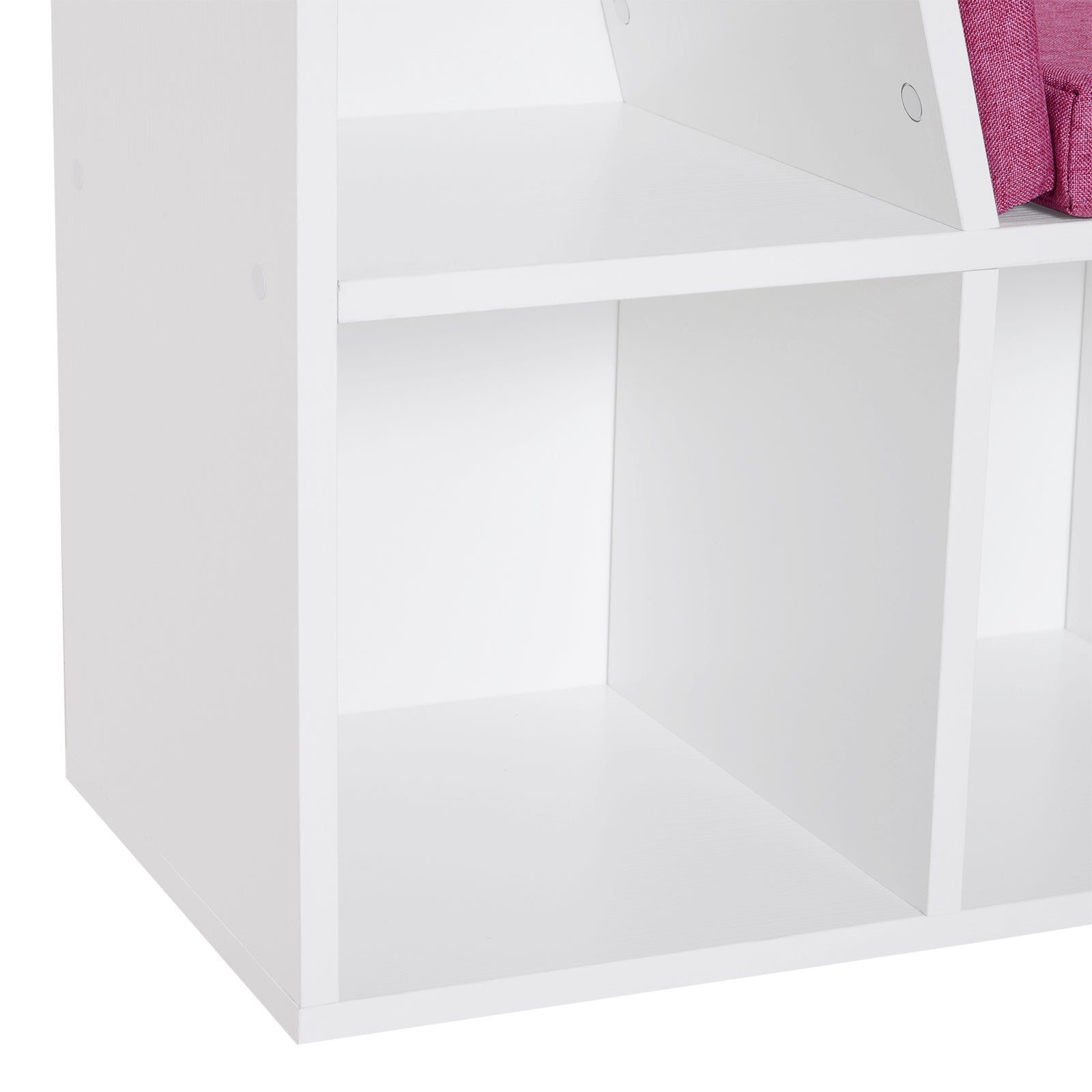 6-Cubby Kids Bookcase w/ Cushioned Seat Reading Nook Storage Organizer Cabinet Shelf Children Bedroom Decor Room White/Pink at Gallery Canada