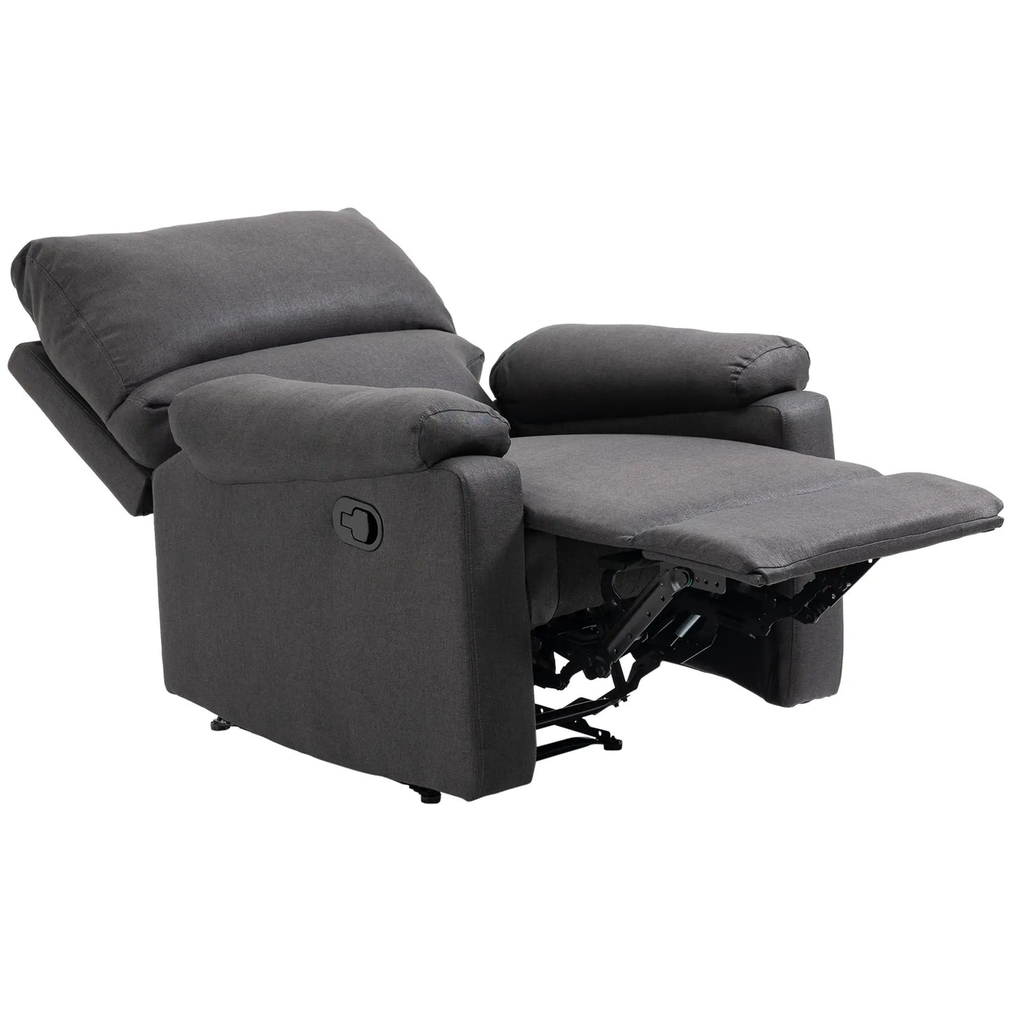 Manual Recliner Chair with Footrest, Padded Seat, Dark Grey Single Sofas at Gallery Canada