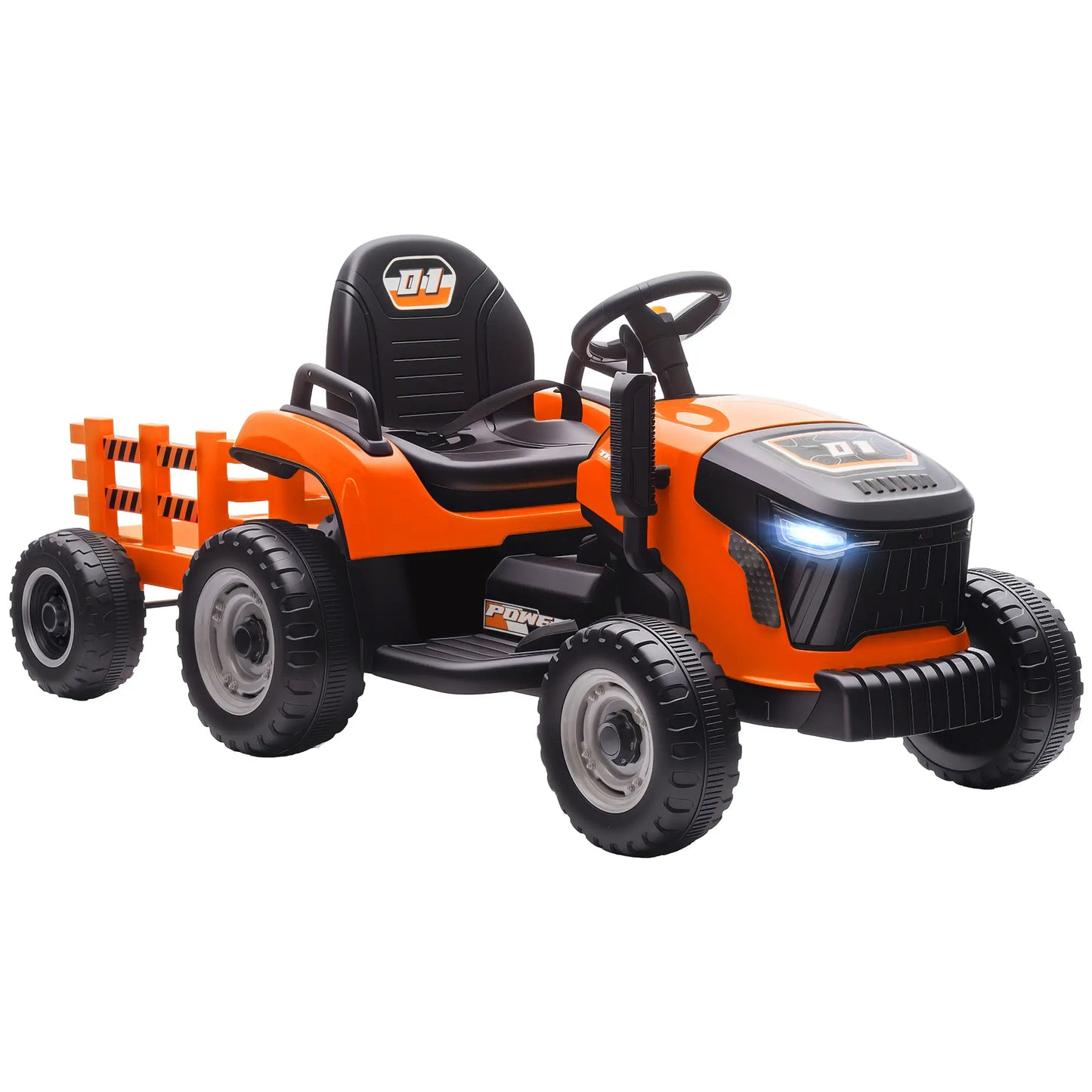 12V Kids Ride On Tractor With Trailer, Remote Control, Orange Toy Excavators at Gallery Canada
