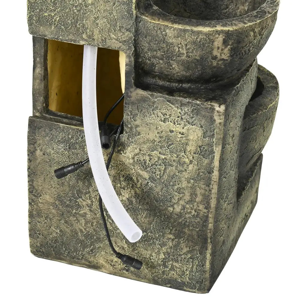 Outdoor Fountain, 4-Tier Stone Look Bowls, Adjustable Flow, LED Lights Water Fountains at Gallery Canada