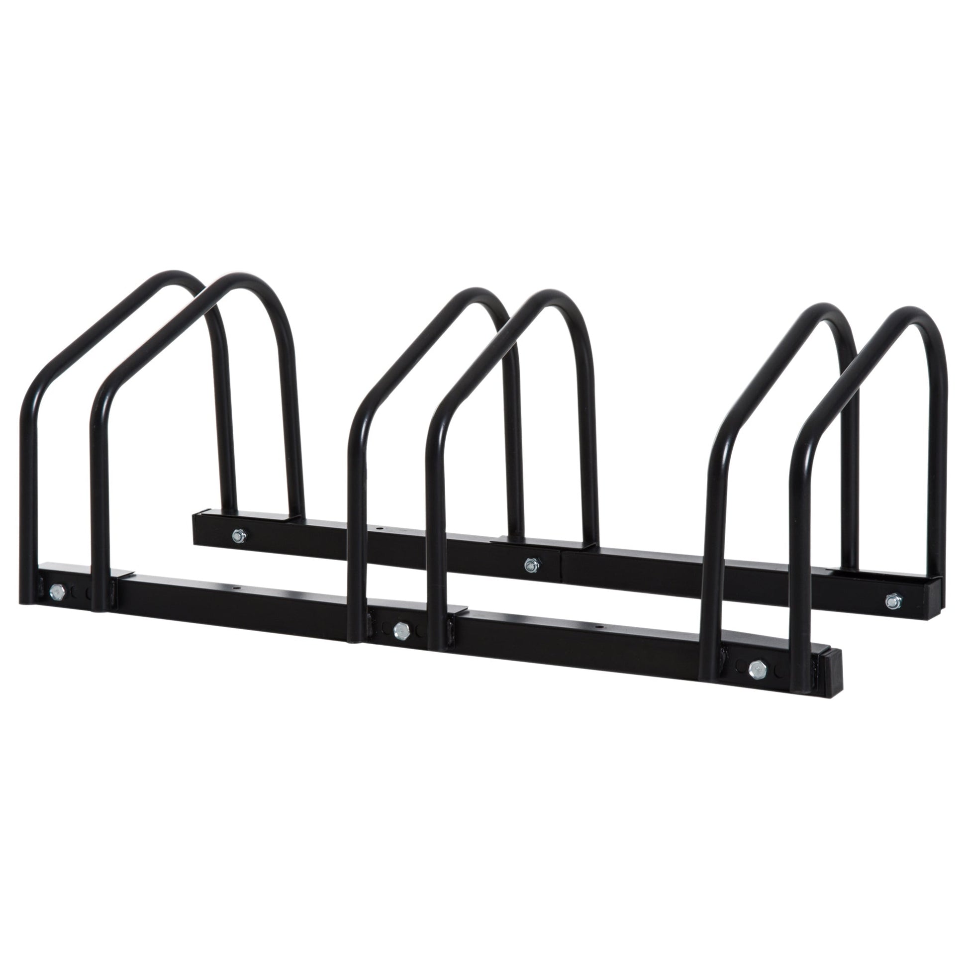 3-Bike Bicycle Floor Parking Rack Cycling Storage Stand Ground Mount Garage Organizer for Indoor and Outdoor Use Black at Gallery Canada