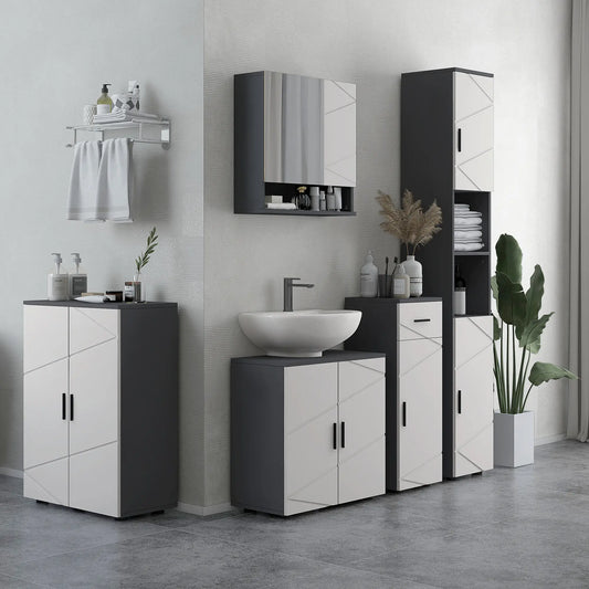 Wall Mounted Medicine Cabinet, Mirrored Door, Adjustable Shelf, Light Grey Mirror Medicine Cabinets Light Grey, Dark Grey at Gallery Canada
