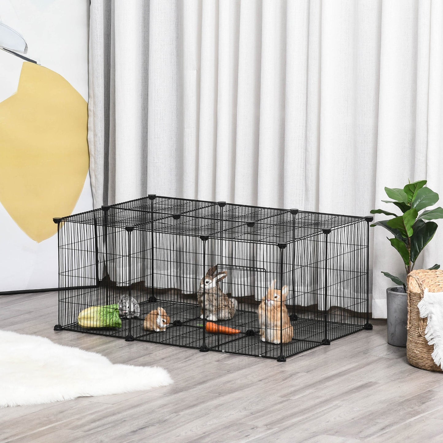 Small Animal Cage for Bunny, Guinea Pig, Chinchilla, Hedgehog, Portable Pet Enclosure with Door, 22 Panels at Gallery Canada
