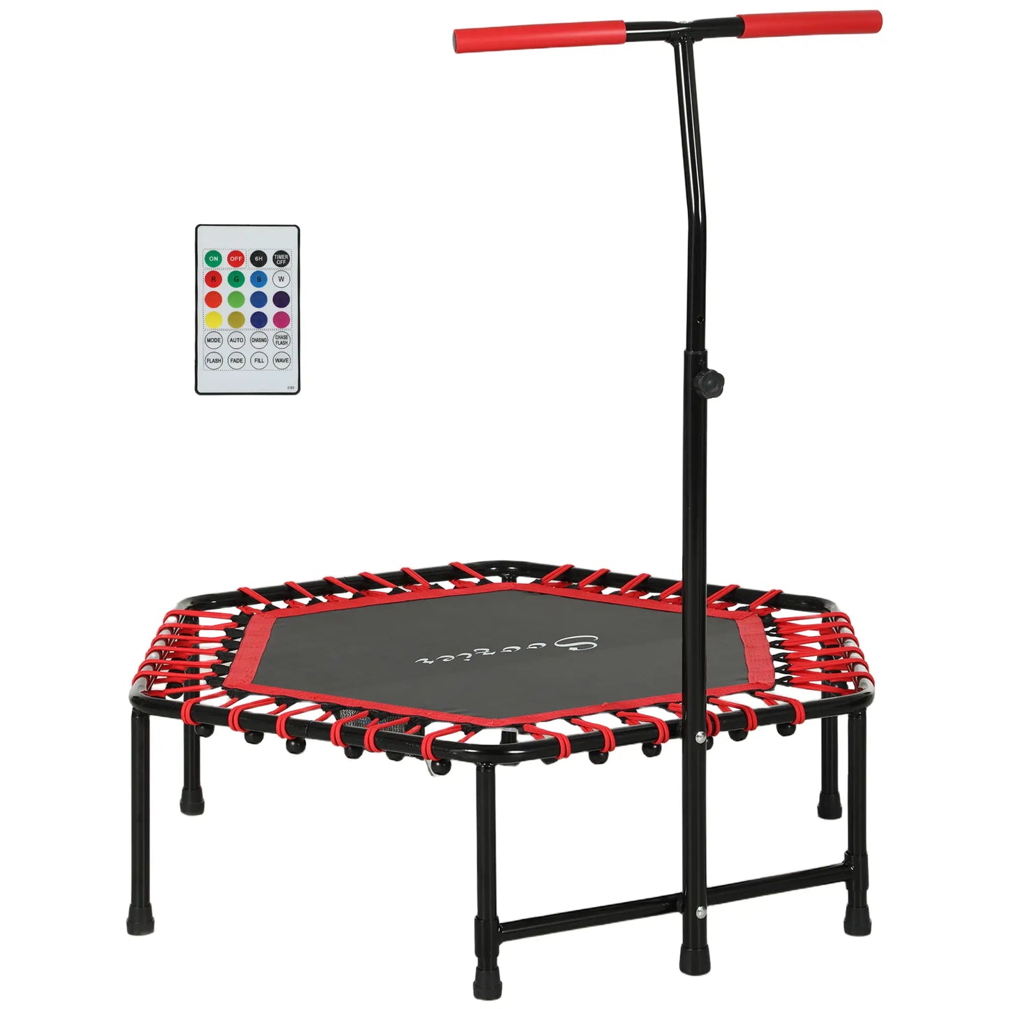 45" Rebounder Trampoline, Quiet Bungee with LED Lights, Adjustable Handle, Red Trampolines at Gallery Canada