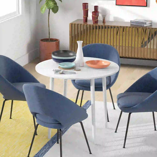 Folding Dining Table, Round Drop Leaf Kitchen Table, Distressed White, White Dining Tables Distressed White at Gallery Canada