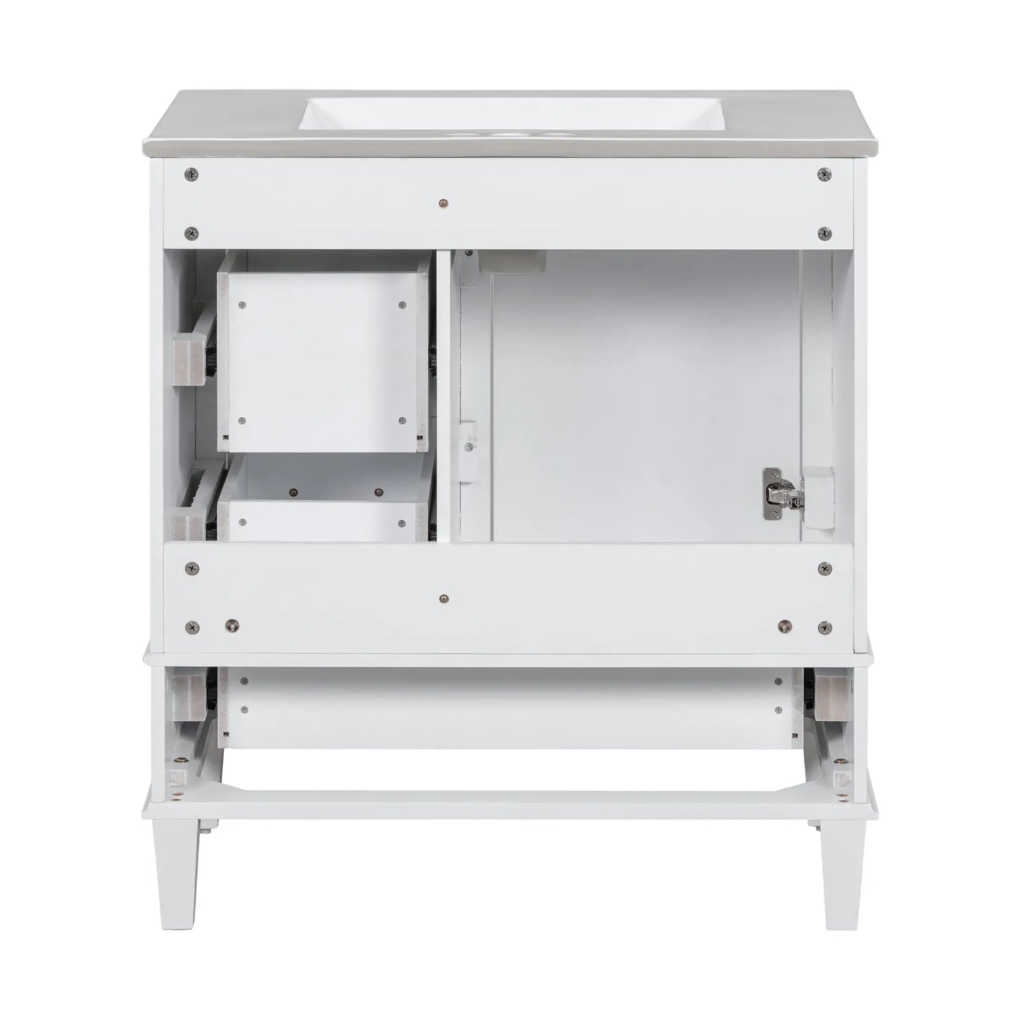 Solid Wood Bathroom Vanity, Sink Combo, Soft-Close Door, 3 Drawers, 30" L x 18" W x 34" H, White Sink Cabinets at Gallery Canada
