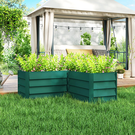 45" x 45" x 17" L-Shaped Galvanized Steel Raised Garden Bed Raised Garden Beds Green at Gallery Canada