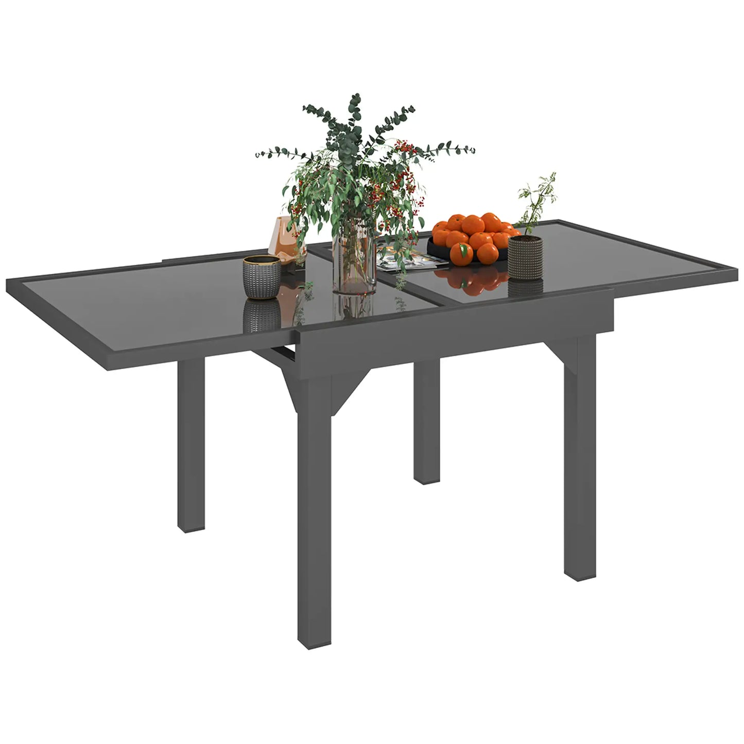 35"-71" Expandable Outdoor Table, Tempered Glass Top, Metal Frame, for 4-6 Person Patio Dinning Tables at Gallery Canada