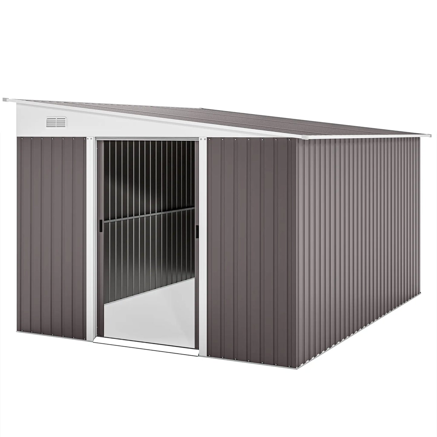 11' x 9' Steel Garden Storage Shed, Outdoor Metal Tool House, Grey Sheds at Gallery Canada
