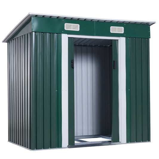 7'x 4' Metal Patio Storage Shed Garden Lockable Shed Tool Utility Storage Unit, Green at Gallery Canada