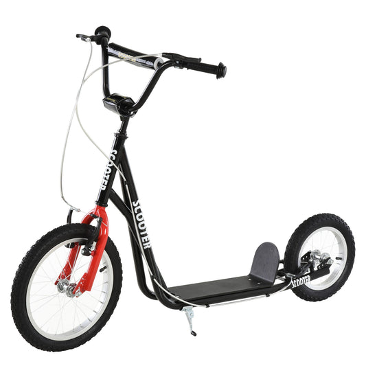 Youth Kick Scooter with Adjustable Handlebar and 16'' Inflatable Rubber Wheel for Kids and Teens 5+ Year Old, Black - Gallery Canada
