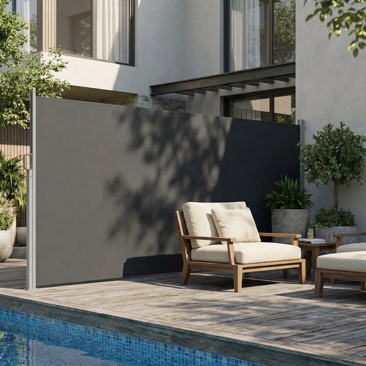 Retractable Side Awning, 165" x 73", Water-Resistant, UV 50+, Dark Grey