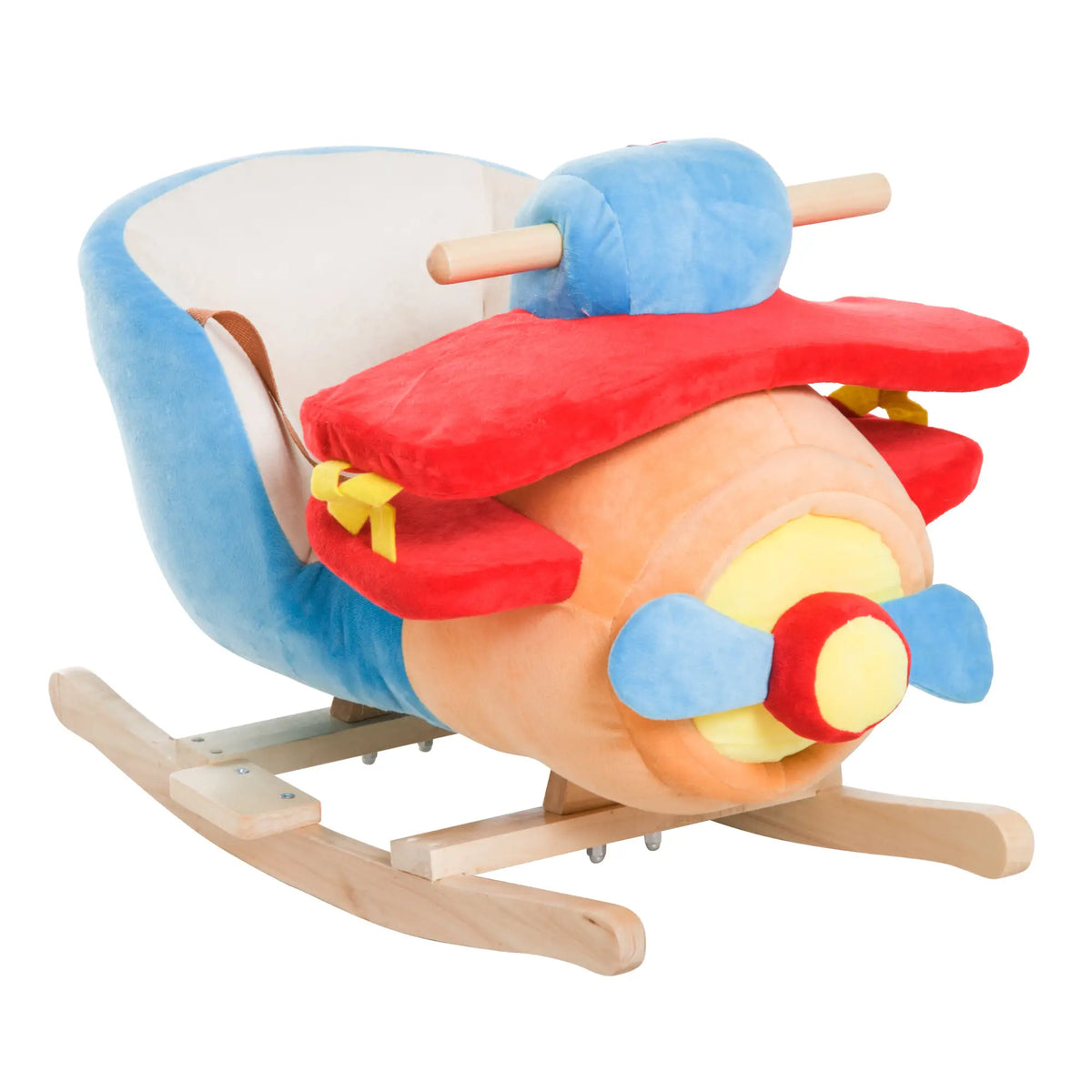 Wooden Rocking Horse Plane Design, Plush Seat with Sound, Red Rocking Horses at Gallery Canada