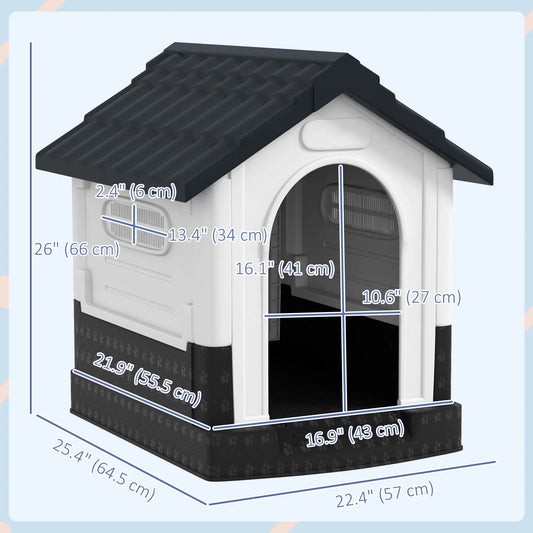 Outside Dog Kennel House, Miniature Dogs, 64.5 x 57 x 66cm, Dark Grey