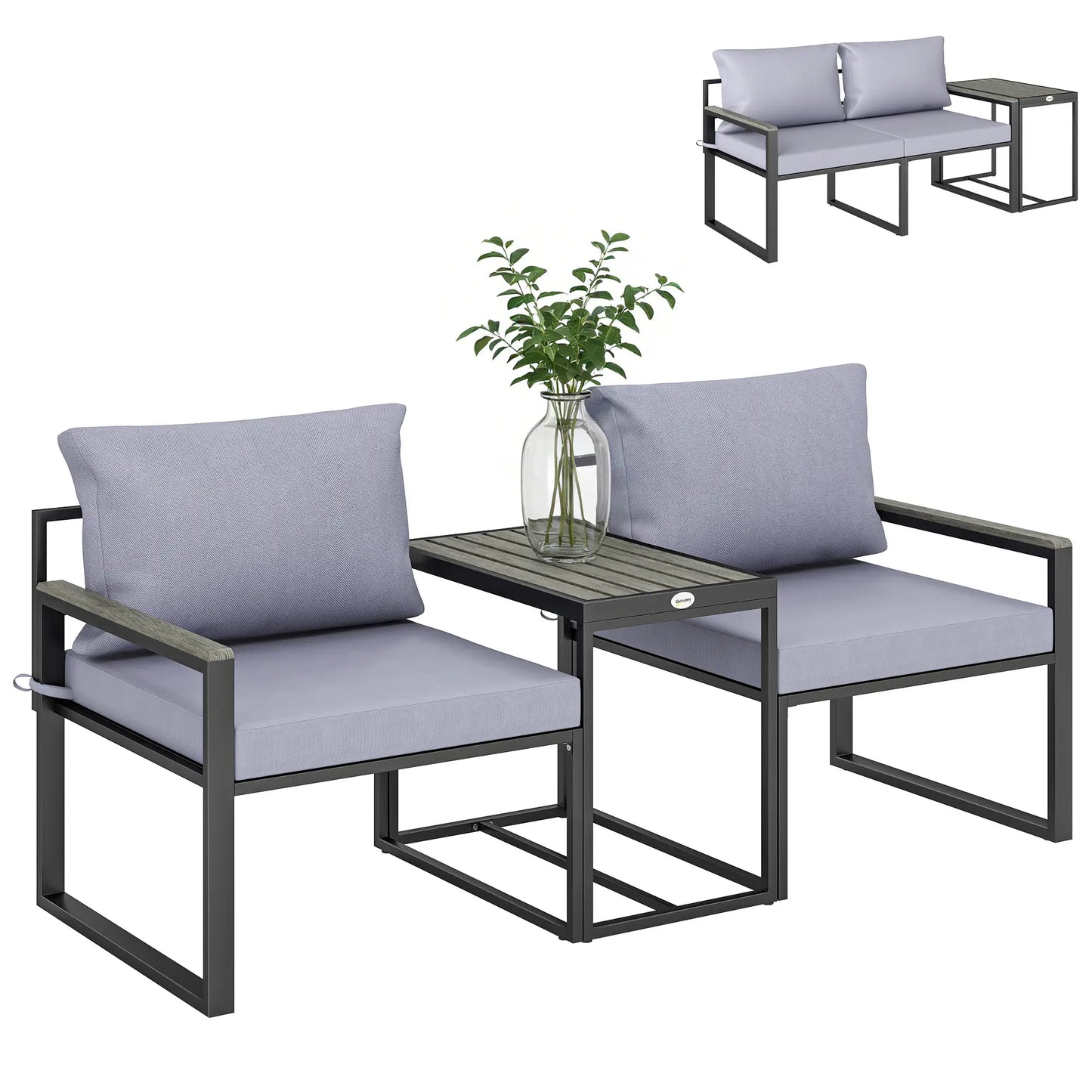 Outdoor Bistro Set, 2 Chairs And Side Table, Patio Furniture, Grey Bistro Sets at Gallery Canada