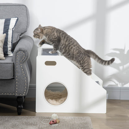 Pet Stairs for Miniature Dogs Hidden House, Cat Steps for Couch High Bed Sofa, Portable Puppy Stairs for Climbing with Handles, Non-Slip Carpet, Side Holes for Entry, White at Gallery Canada