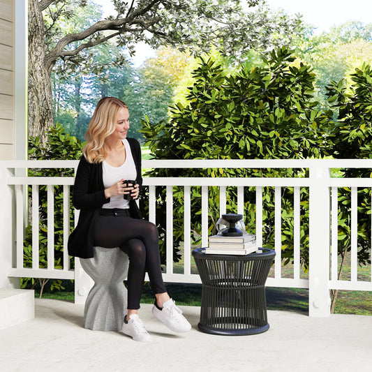 Spiral Garden Stool, Flower Top Outdoor Side Table, Grey Outdoor Benches Grey at Gallery Canada