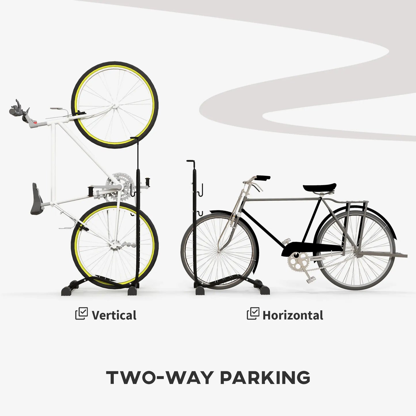 Vertical Horizontal Bike Rack, Adjustable Hooks, Fits 6"-28" 700c Bikes Bike Parking Stands at Gallery Canada