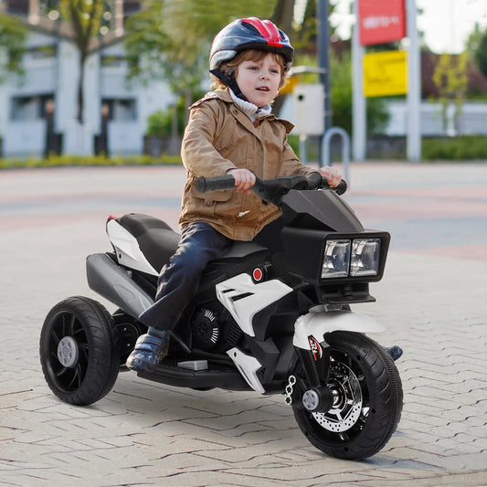 Kids Electric Motorcycle Ride-On Toy, 6V Battery Powered, White Electric Motorcycles White at Gallery Canada