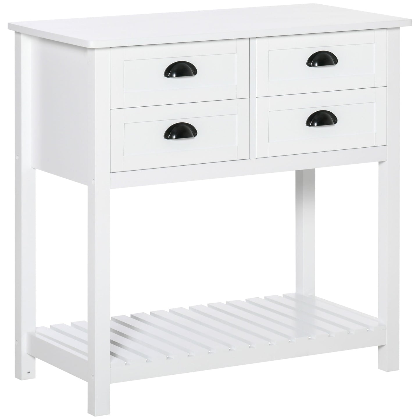 Console Table Sofa Table Sideboard with 4 Drawers &; Slatted Shelf for Kitchen, Entryway, White at Gallery Canada