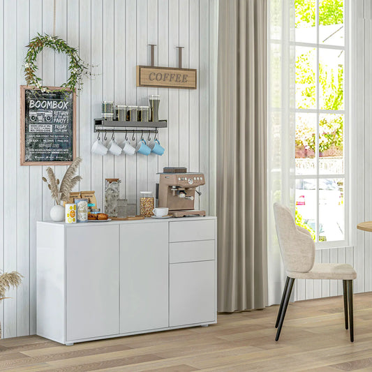 Modern Kitchen Sideboard, Coffee Bar with 2 Drawers, White Kitchen Pantry Cabinets White at Gallery Canada
