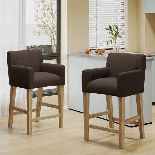 Upholstered Counter Stools, Rubberwood Frame, 24" L x 23" W x 39.5" H, Brown Bar Stools Brown at Gallery Canada