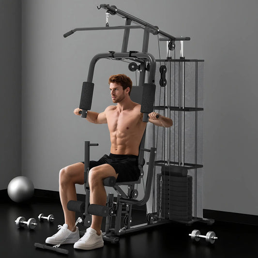 Multifunction Home Gym, 100Lbs Weight Stack, Lat Pulldown, Leg Extensions, Black Power Towers Black at Gallery Canada