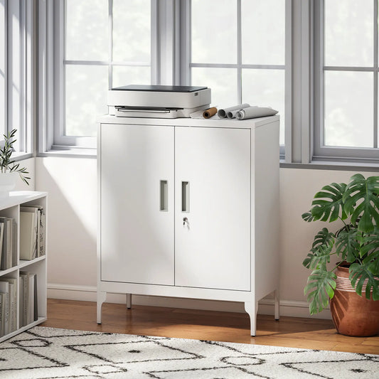 Office Storage Cabinet with Lock, Adjustable Shelves, White Office Cabinets & Cupboards White at Gallery Canada