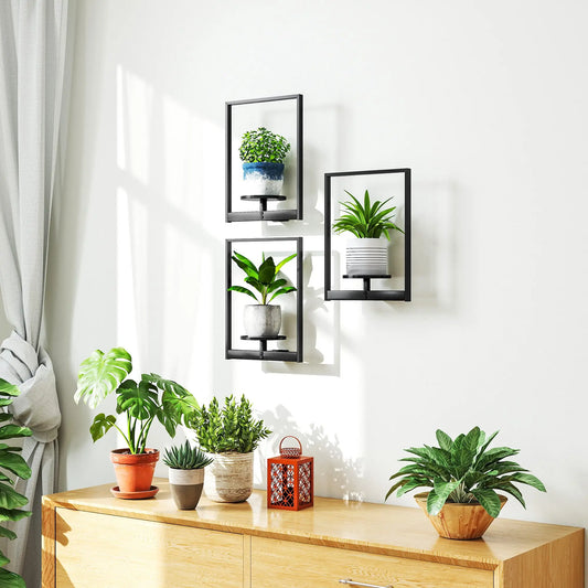 3 Pack Wall Planters, Metal Plant Stand Shelves, Picture Frame Decor Plant Stands Black at Gallery Canada