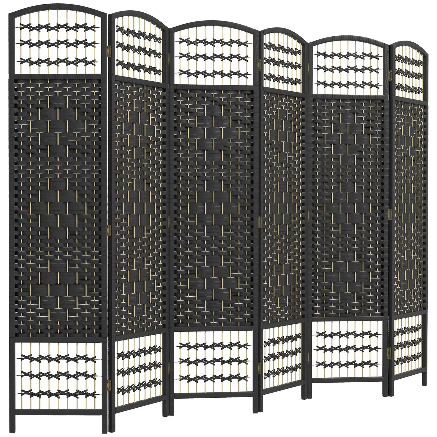 6 Panel Folding Room Divider, Portable Privacy Screen, Black Room Dividers at Gallery Canada
