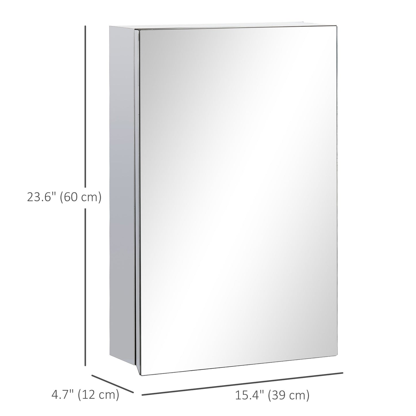 Wall Mounted Bathroom Medicine Cabinet Mirrored Cabinet with Hinged Door 3-Tier Storage Shelves Silver at Gallery Canada