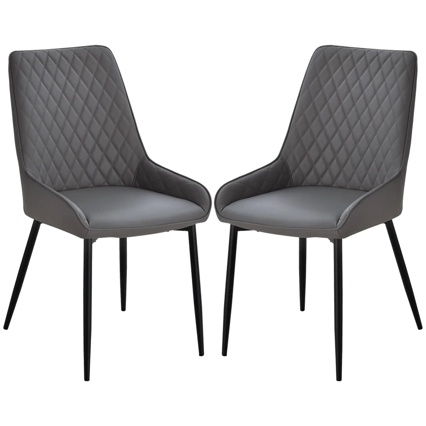 Modern Dining Chairs Set of 2, PU Leather, Metal Legs, Grey Bar Stools at Gallery Canada