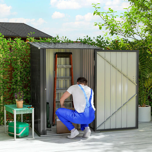 3.3' x 3.4' Lean-To Storage Shed, Galvanized Steel, Lockable Door, Dark Gray Sheds Dark Grey at Gallery Canada