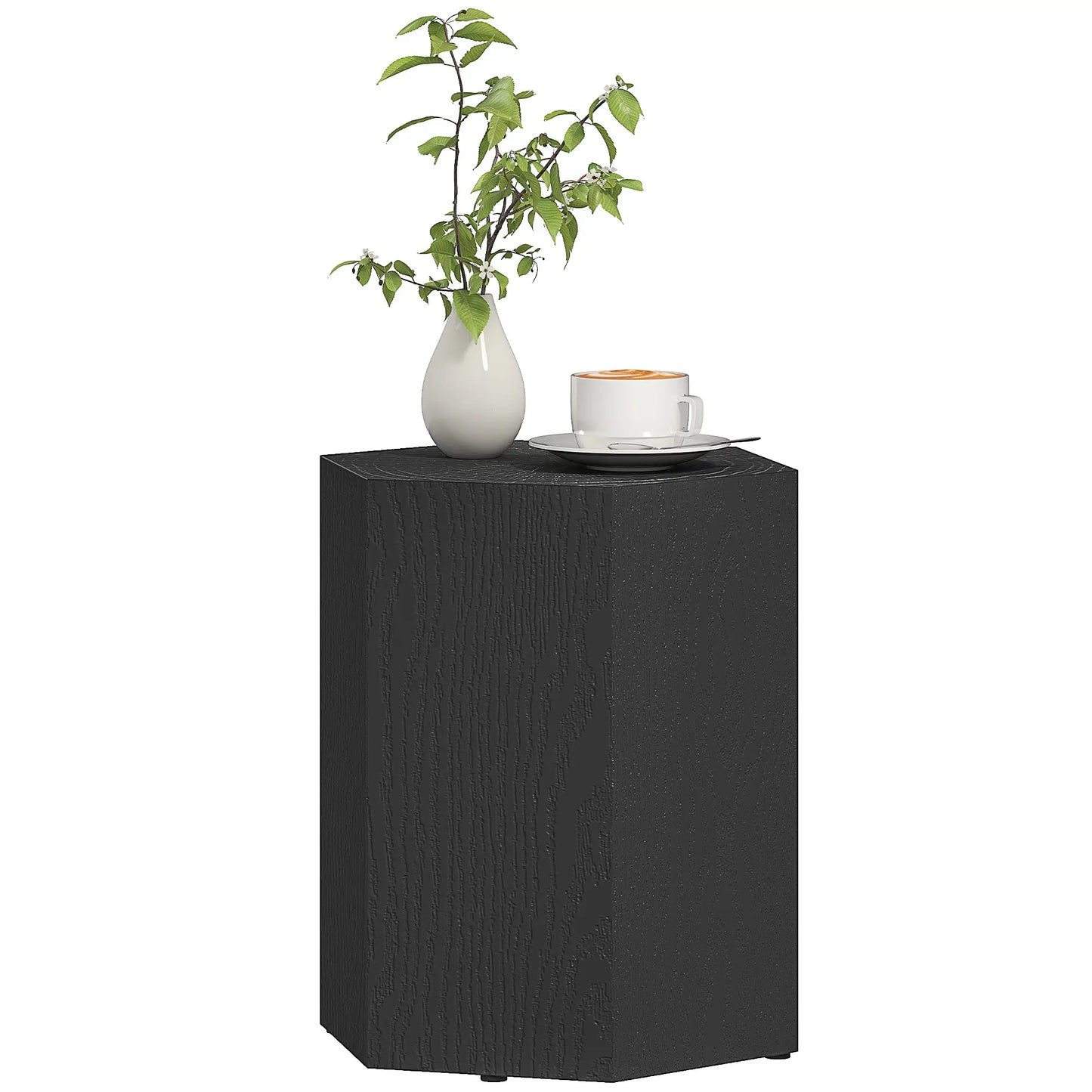 Hexagonal Side Table, Small with 4 Adjustable Feet, Indoor Outdoor, Black Side Tables at Gallery Canada