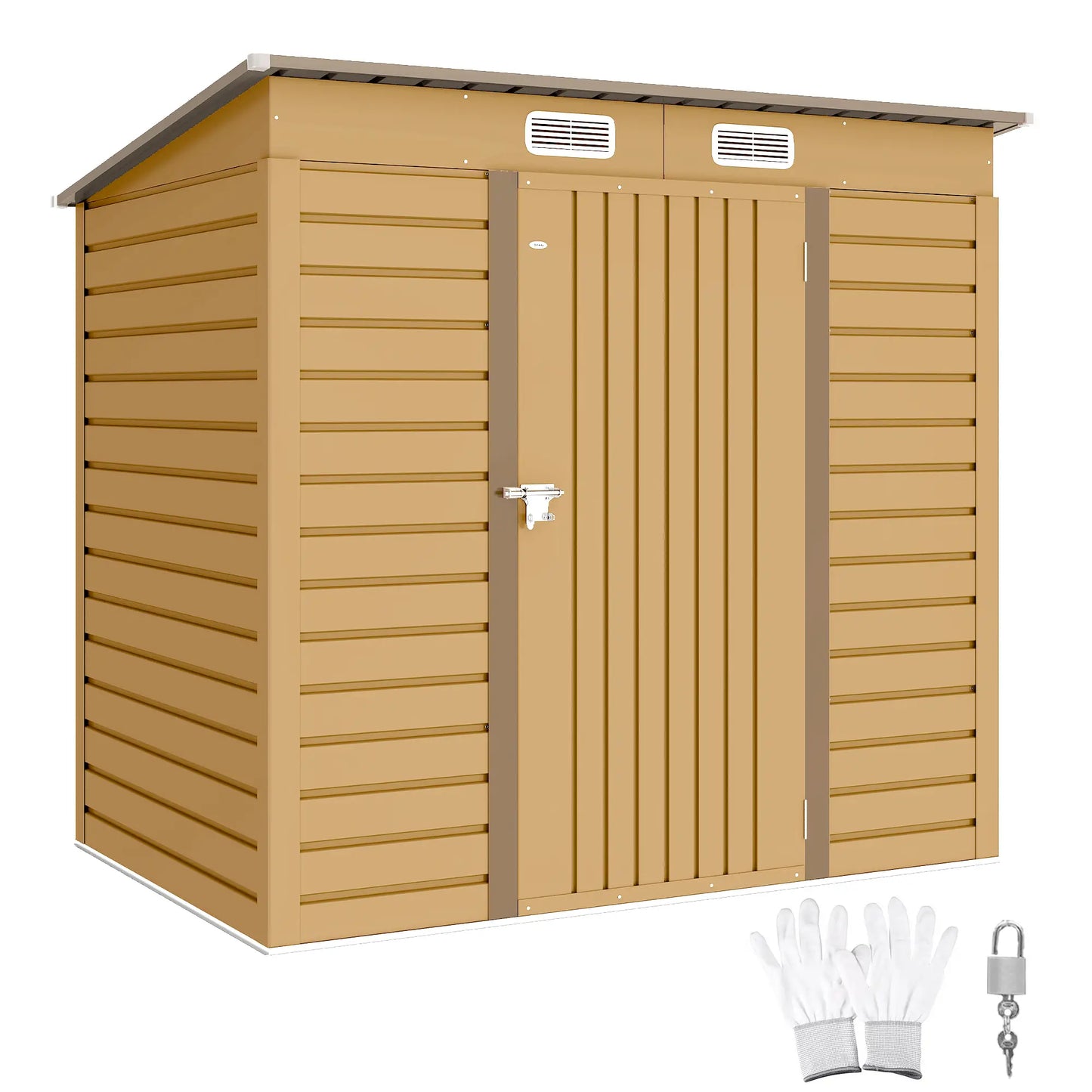 6 x 4FT Galvanized Metal Garden Storage Shed, Yellow Sheds at Gallery Canada
